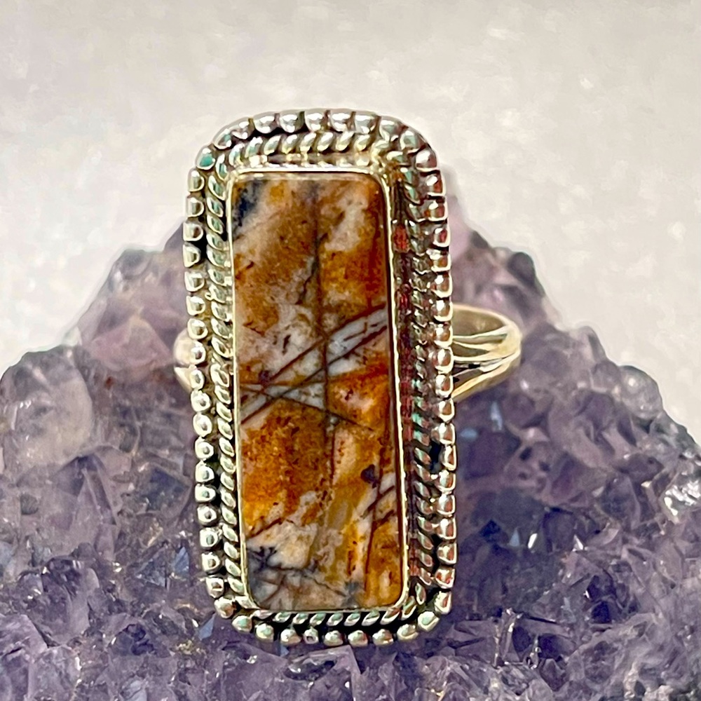 Natural Rosita Jasper Gemstone Solid Sterling Sil… - image 1